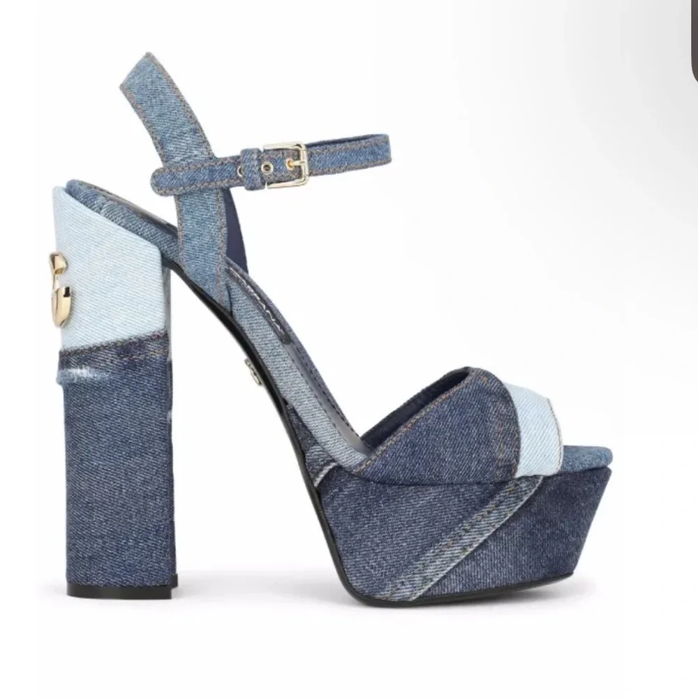 Dolce & Gabbana Women's Blue Denim Platform Sandals - Picture 2 of 2